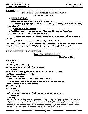 Đề cương ôn tập học kỳ II môn Ngữ văn Lớp 9 - Năm học 2018-2019 - Trường THCS Thị Trấn Ba Tri